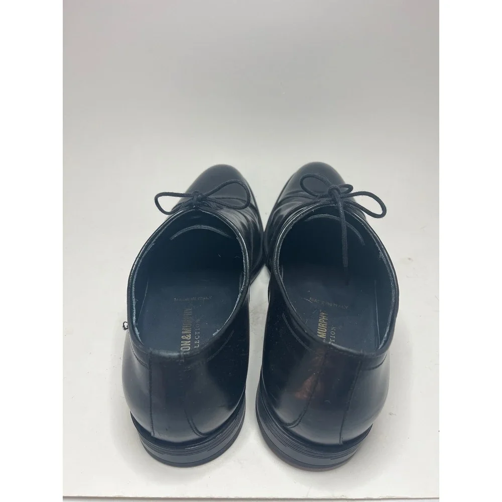 Johnston & Murphy Mens Oxford Shoes 9 M Black Leather Cap Toe Formal Dress Shoes